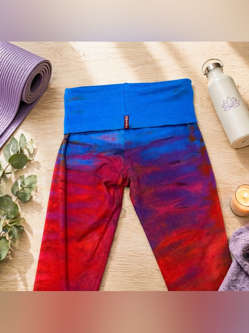 Vintage Hard Tail Tie Dye Foldover Yoga Capri Leggings Size XS